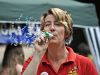 Photo of woman blowing bubbles at Funday