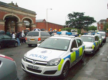 Large crowds outside Hertford East Station