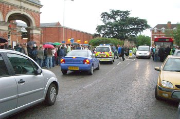 Large crowds outside Hertford East Station