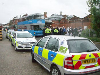 Large crowds outside Hertford East Station