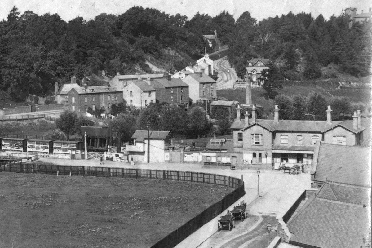 Photo of cowbridge station, possibly taken from the top of the nearby Hope Brewery